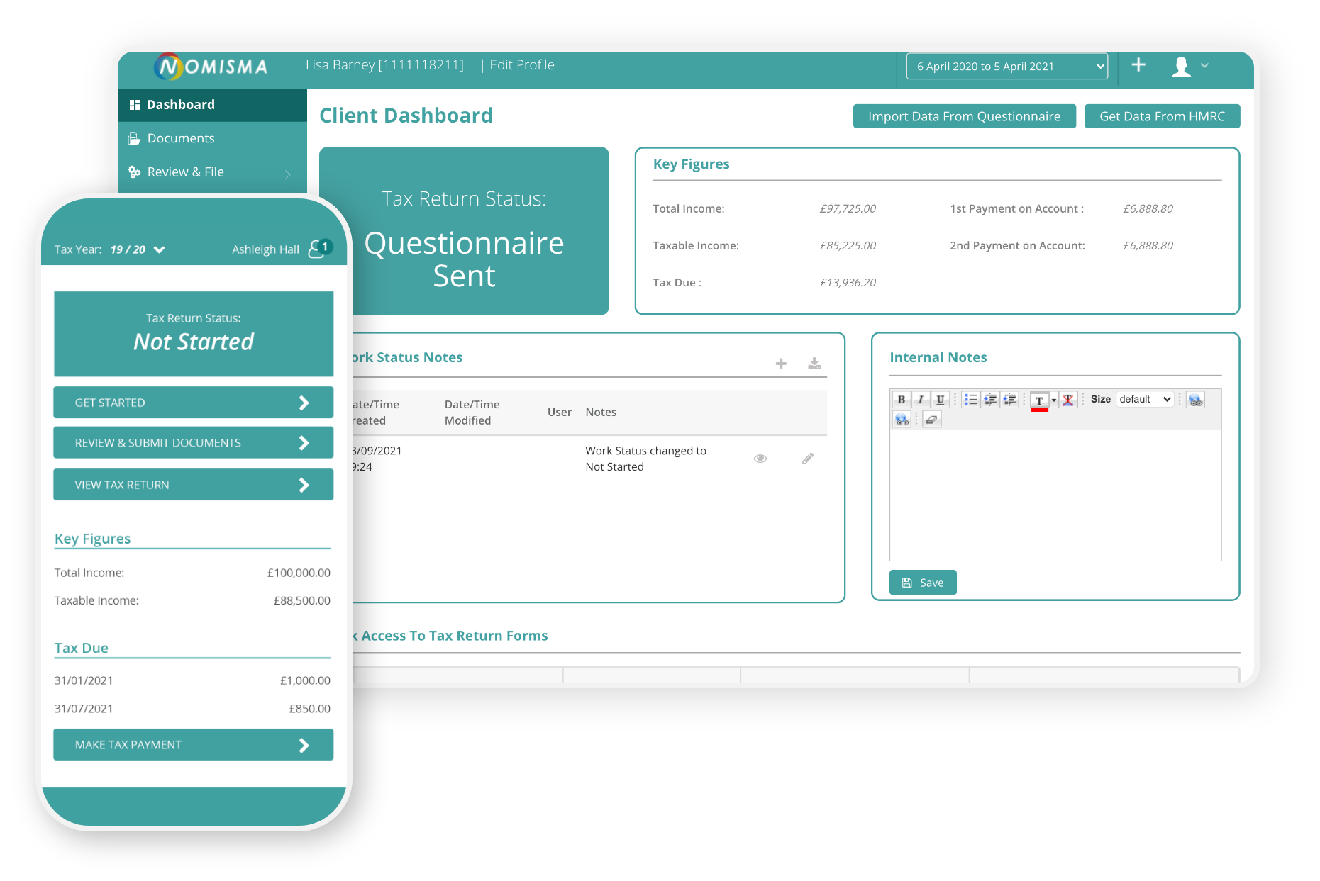 Nomi Self-Assessment Dashboard and Mobile App