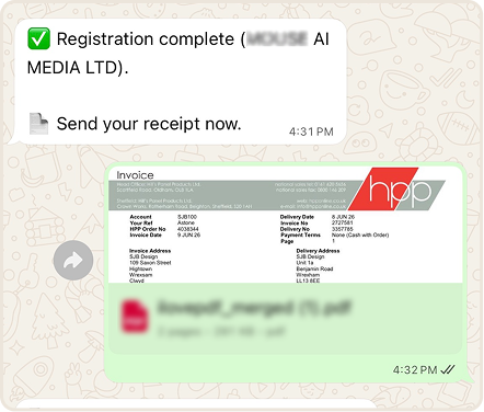 WhatsApp receipt capture