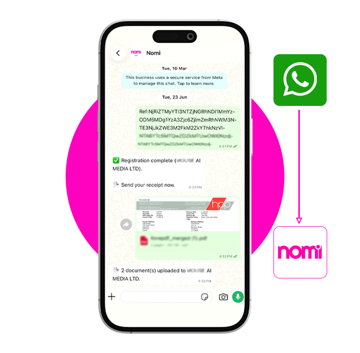 WhatsApp receipt capture to bookkeeping